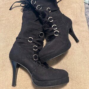 Funtasma Pleaser Hunter faux fur boots, size 11, black